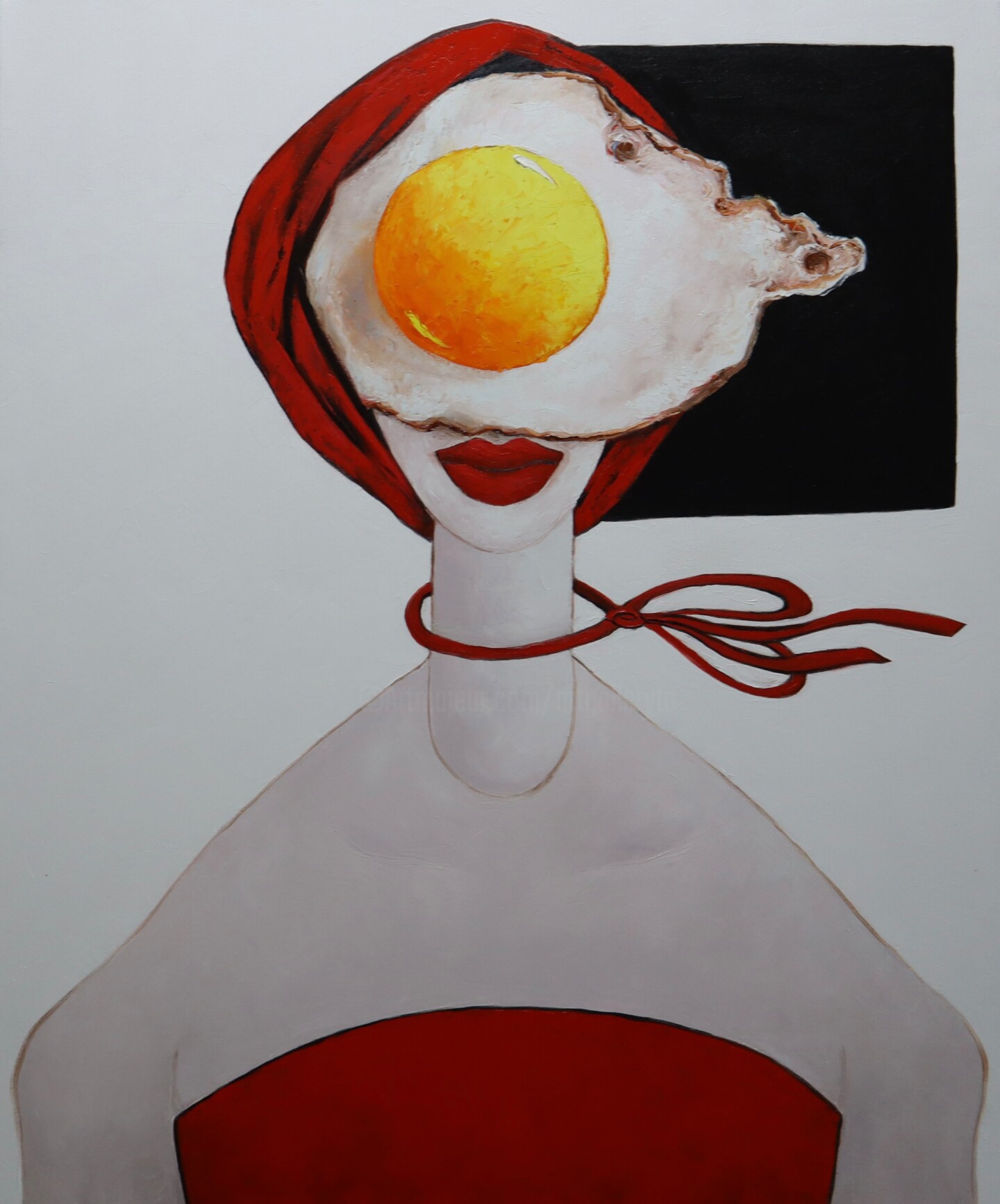 Ta Byrne - Egg girl in red on a very windy day