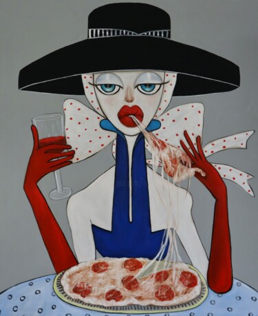 Madam enjoying a pizza